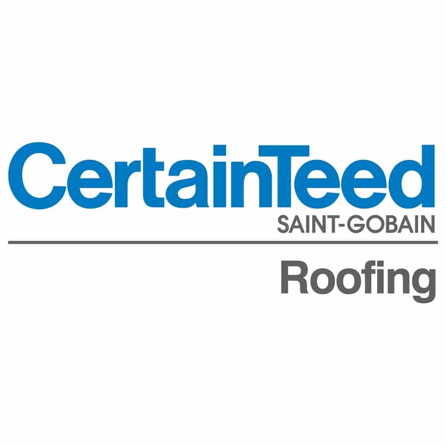 CertainTeed Saint-Gobain Roofing logo with blue and gray text on a white background.
