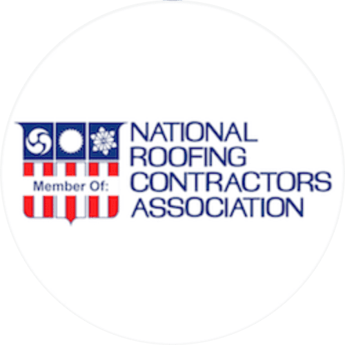 nrca Logo of the National Roofing Contractors Association with a shield design and the text "Member Of: National Roofing Contractors Association.